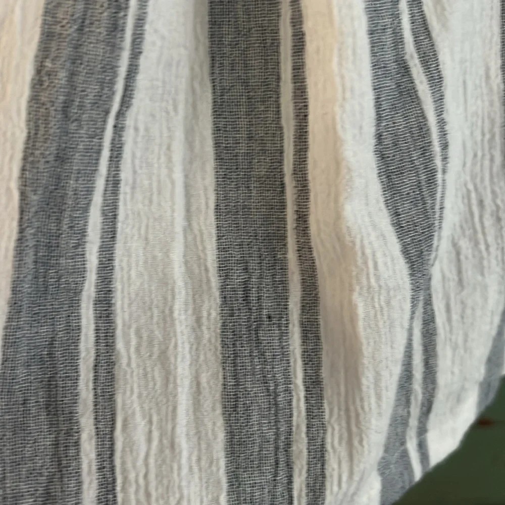 Anthropologie Forever That Girl Embroidered Yellow & Gray Striped Tunic NWT  10 - Picture 7 of 7